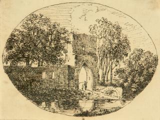 Stephan Christian Freiherr von Stengel - Gotisches Tor zwischen Bäumen.