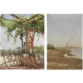 Stephan Wladislawowitsch Bakalowicz - Sotto Il Pergolato; Riva Del Nilo Al Cairo