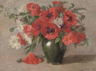 Stephanie Trauttweiller - Poppies in a green vase