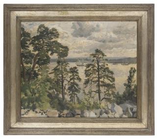 Stephen Bone - Estuary with sailing ships