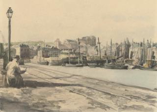 Stephen Bone - The artist, Muirhead Bone, sketching a harbour