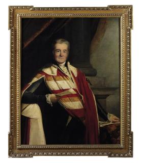 Stephen Catterson Smith P.R.H.A. - Portrait of Frederick, 4th Earl Spencer K.G. (1798-1857), three-quarter-length, in peer\'s robes, his left hand on a document, a letter in his right