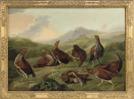 Stephen Elmer, A.R.A. - A Covey Of Partridges In A Landscape