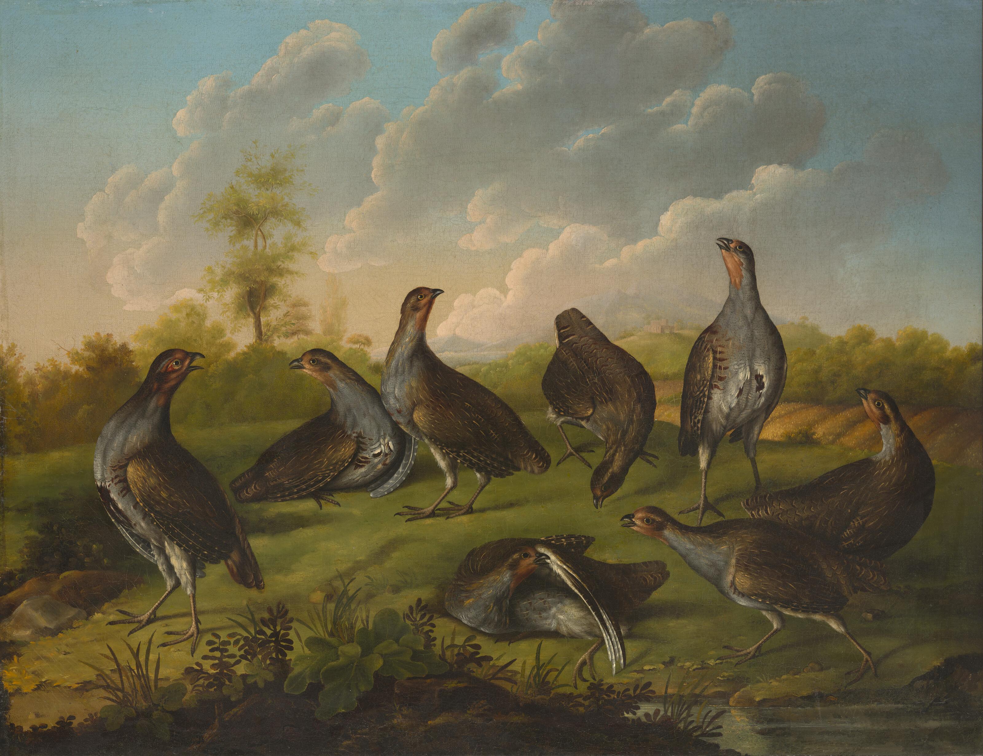 Stephen Elmer, A.R.A. - Compagnie de perdreaux dans un paysage