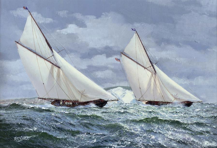 Stephen J. Renard - Britannia and Navahoe at the start of the Brenton Reef Cup, off Newport, Rhode Island, 1893