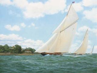 Stephen J. Renard - Britannia, Candida and Astra racing off the Royal Yacht Squadron, Cowes, 1928