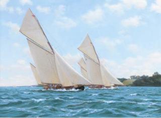 Stephen J. Renard - Leander and Julnar off Norris Castle, 1912