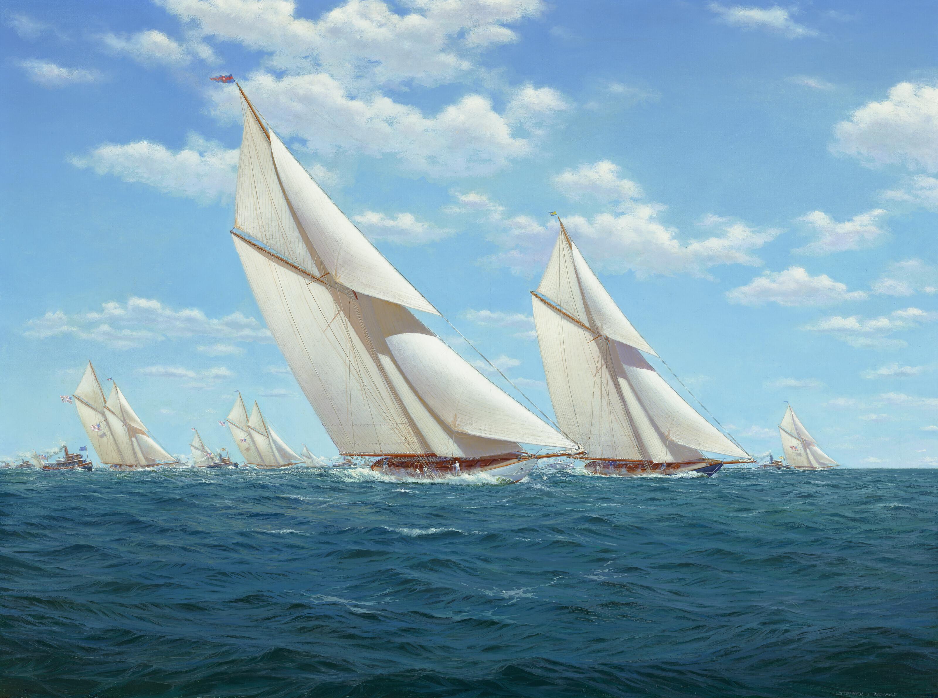 Stephen J. Renard - The America\'s Cup, 1893: Vigilant versus Valkyrie (II), the windward leg