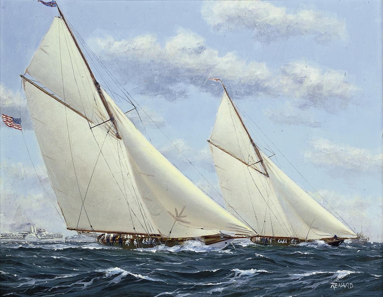 Stephen J. Renard - The America\'s Cup, 1893: Vigilant versus Valkyrie (II), the windward leg