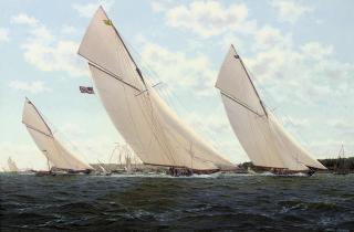Stephen J. Renard - Vigilant and Britannia powering to windward off the Royal Yacht Squadron
