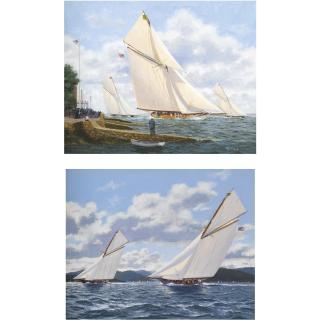 Stephen J. Renard - Vigilant, Britannia And Satanita From The Shore, Cowes 1894; Vigilant And Britannia Off Hunter\'S Quay 1894
