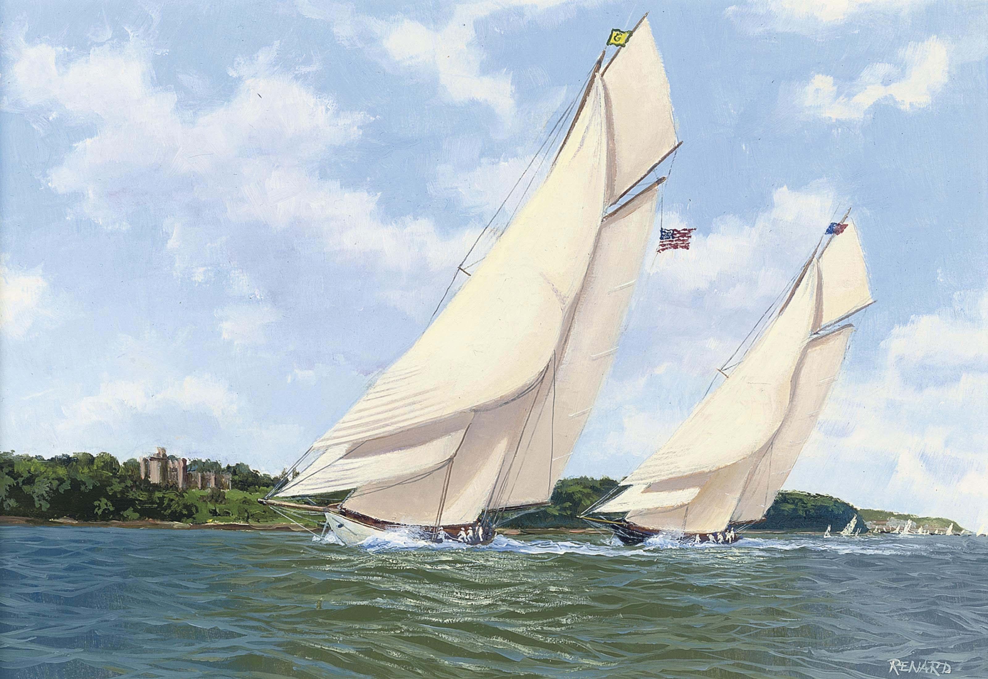 Stephen J. Renard - Vigilant leading Britannia in the Solent off Norris Castle