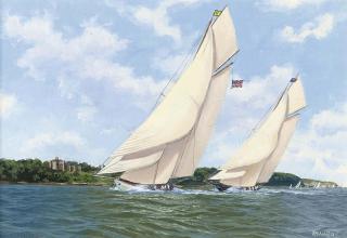 Stephen J. Renard - Vigilant leading Britannia in the Solent off Norris Castle