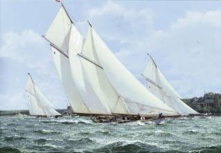 Stephen J. Renard - Westward, Britannia and Lulworth at full pelt in the Solent off Cowes