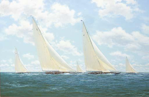 Stephen J. Renard - Yankee, Ranger and Endeavour II racing in the New York Yacht Club Criuse, 1937