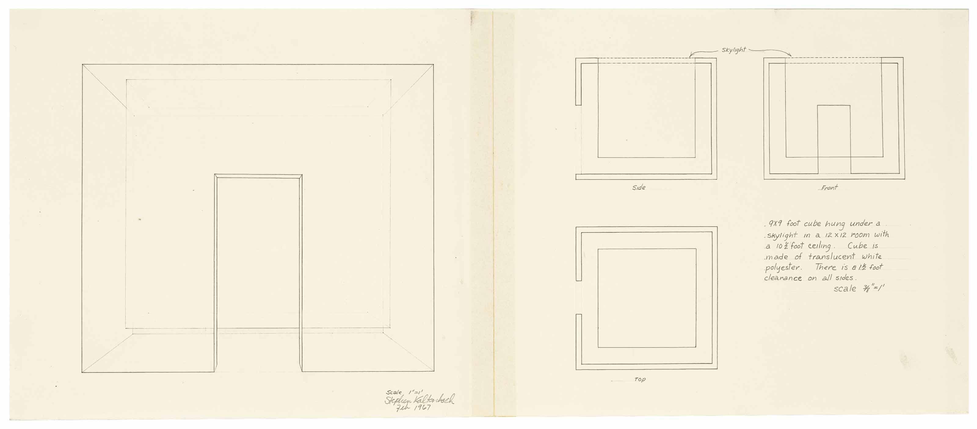 Stephen Kaltenbach - 9 x 9 foot cube hung under skylight