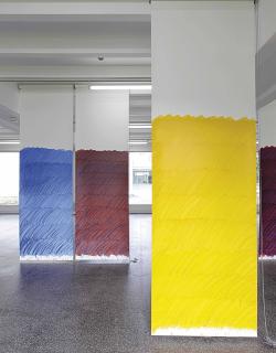 Stephen Prina - Blind No. 12 Fifteen-Foot Ceiling or Lower (Cobalt Blue/Red/Naples Yellow Hue/Diarylide Yellow)
