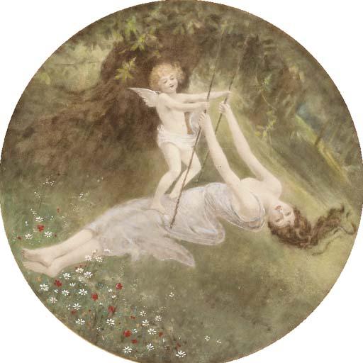 Stephen Reid - Two allegorical tondos of Venus and Cupid