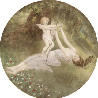 Stephen Reid - Two allegorical tondos of Venus and Cupid