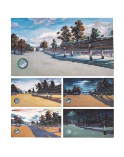 Stephen Wong Chun Hei - Virtual Time Series - Meadow Park: Noon, Afternoon, Windy, Sunset & Night (Set of Five)