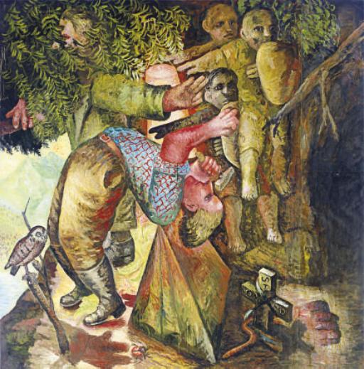 Steven Campbell - Owl Butting Hiker On The Knee