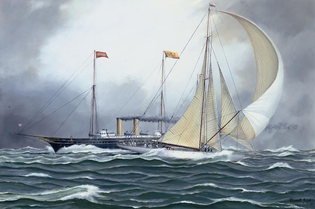 Stewart Joyce - Astra reaching under spinnaker having crossed the bow of the Royal Yacht Victoria and Albert (III)