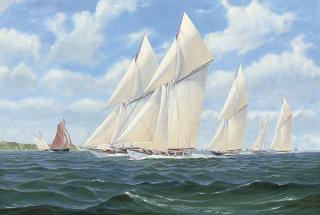 Stewart Joyce - Vigilant leading the fleet off Cowes