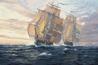 Stuart Bolton - The British 36-gun frigate Belvidera, Captain Richard Byron, under pursuit by Commodore Rodger\'s U.S. Squadron, President, United States, Hornet, Congress and Argus, 23rd June 1812