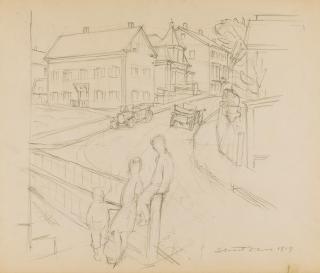 Stuart Davis - Untitled (Town View) 14 7/8 x 18 3/4 in. (37.8 x 47.6 cm.)