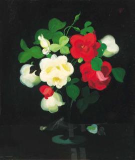 Stuart Park - Still Life with red and white Roses