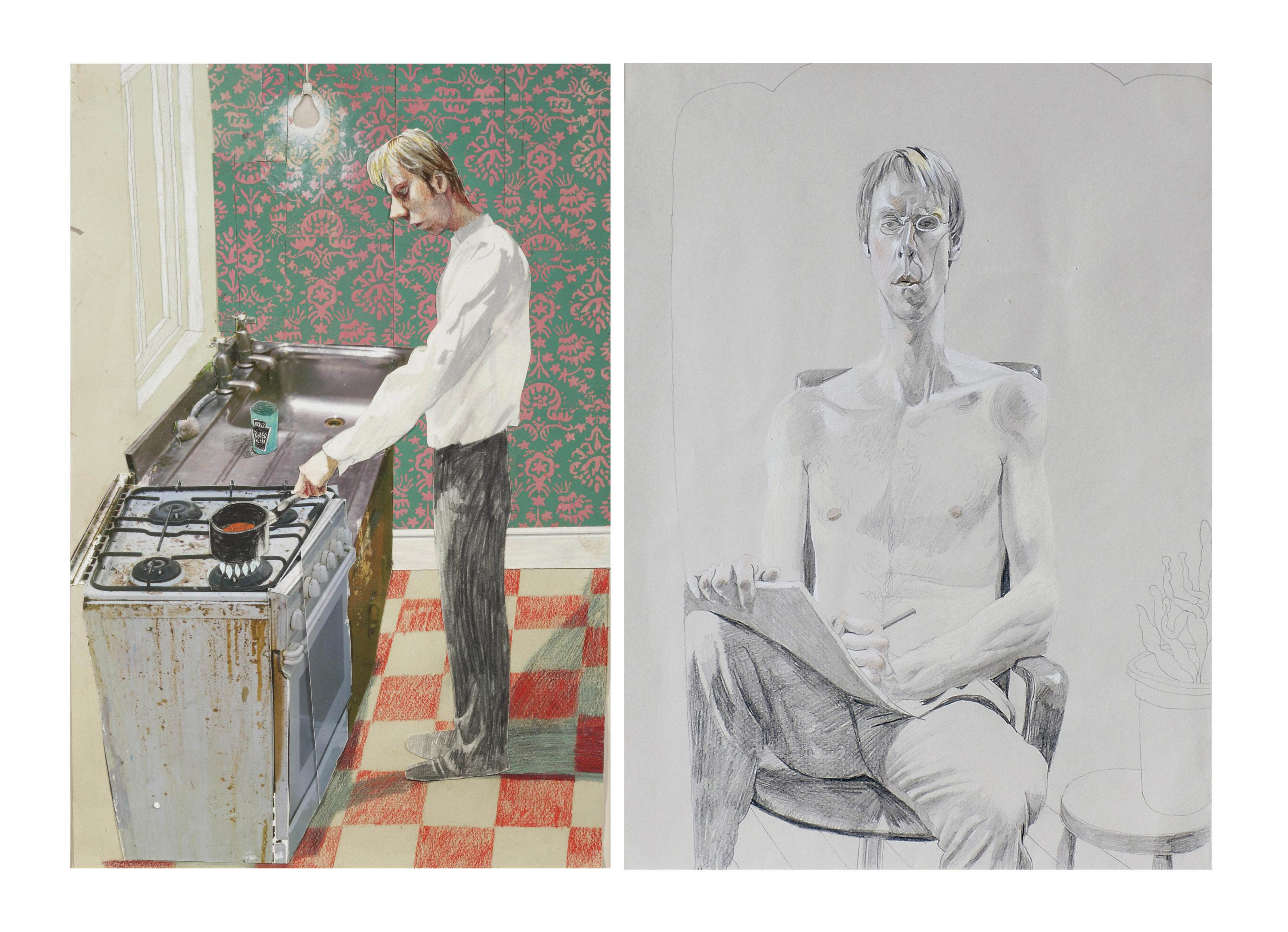 Stuart Pearson Wright - (i) 1.30pm Study  (ii) 30th Birthday self portrait