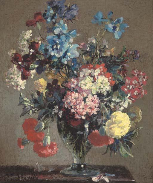 Stuart Scott Somerville - Still life with Peonies and Chrysanthemums