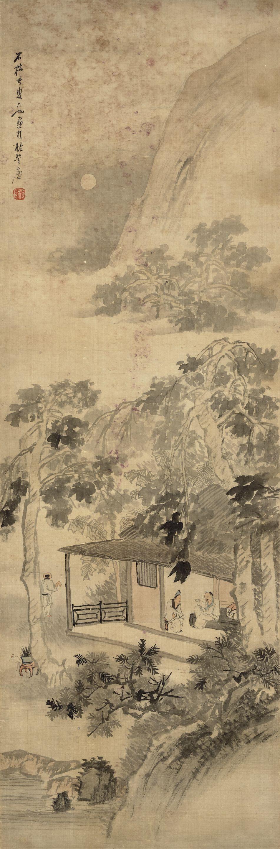 Su Liupeng - Figures in a Moonlit Landscape