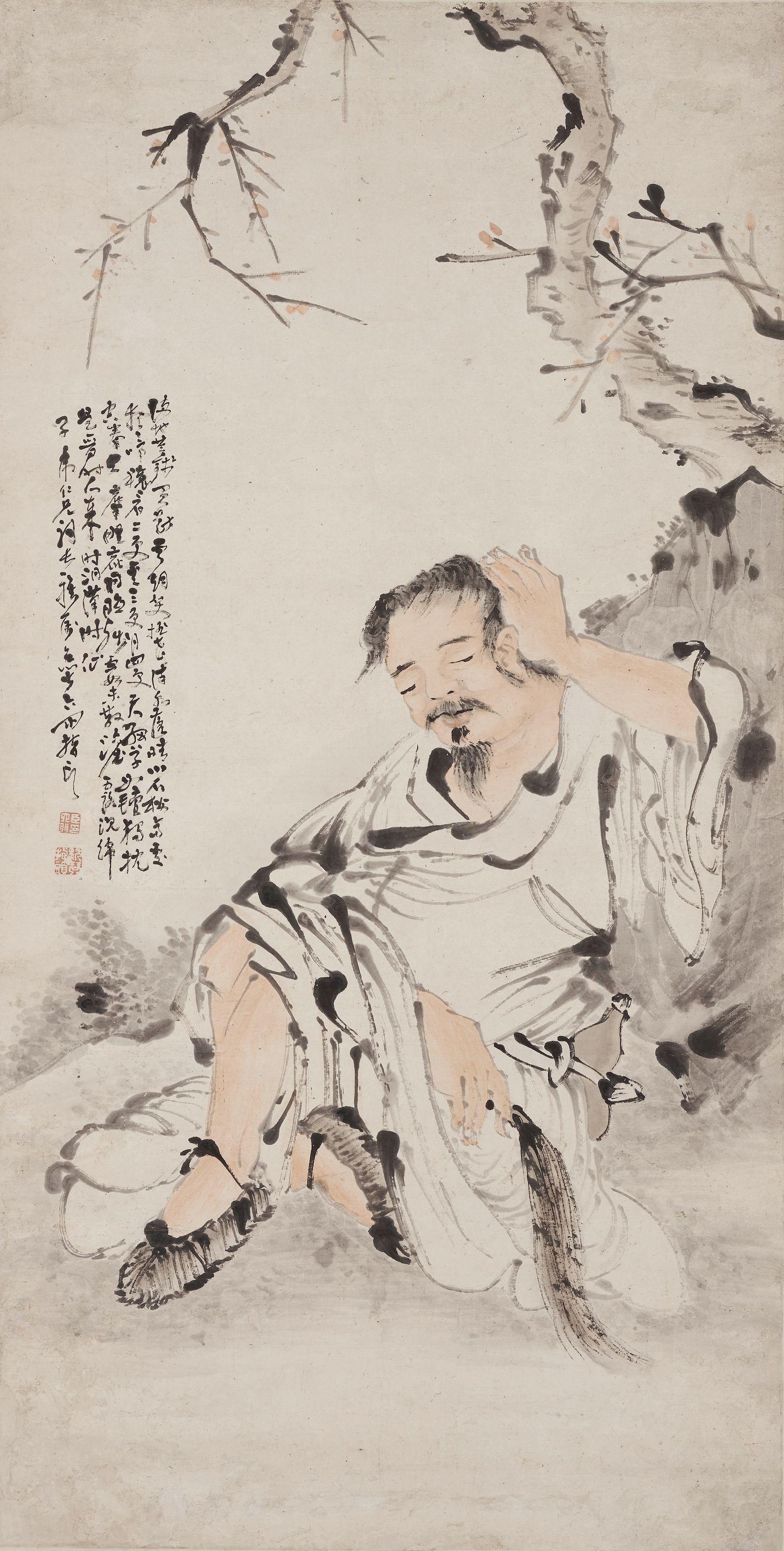 Su Liupeng - Monk Resting Against Rock