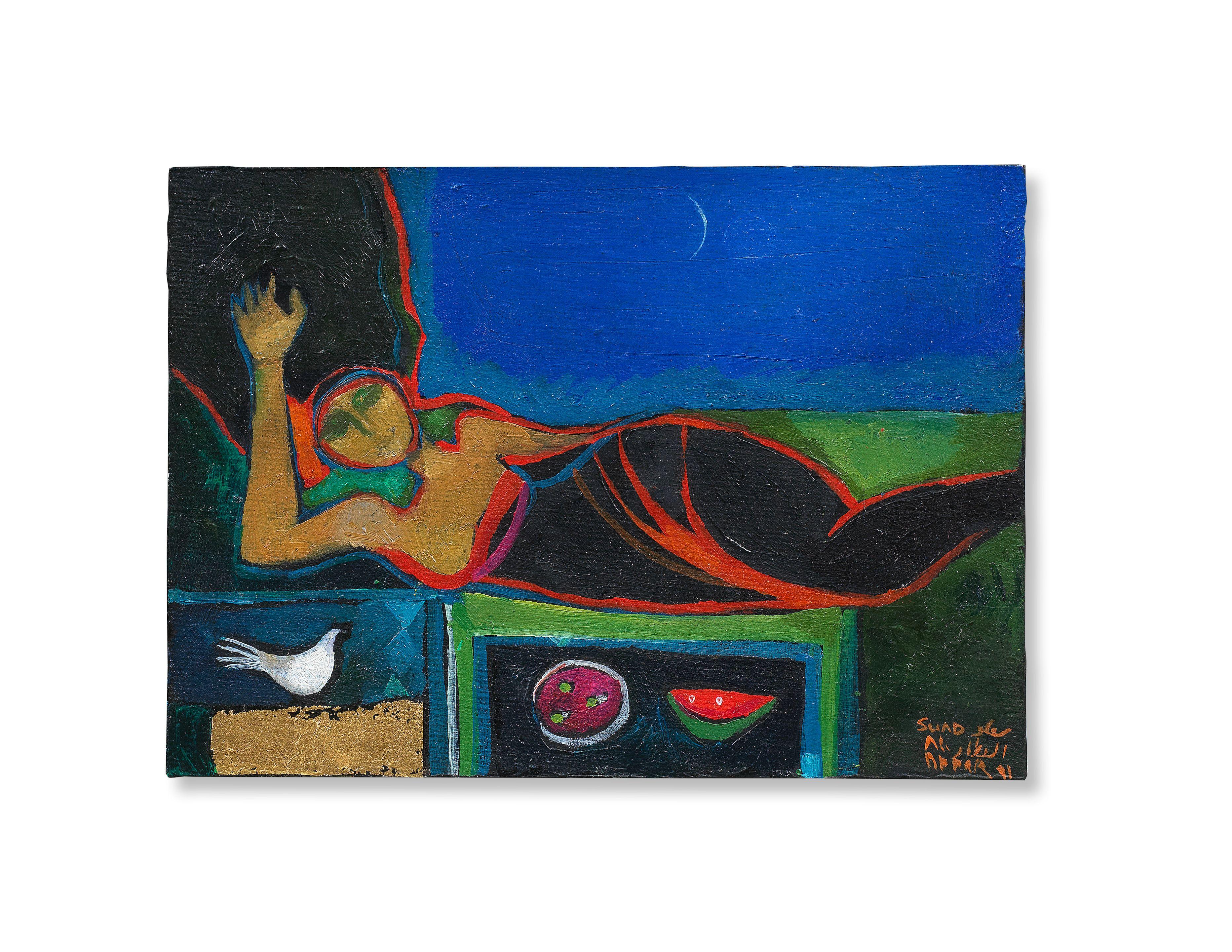 Suad Al Attar - Girl with the Dove and Watermelon