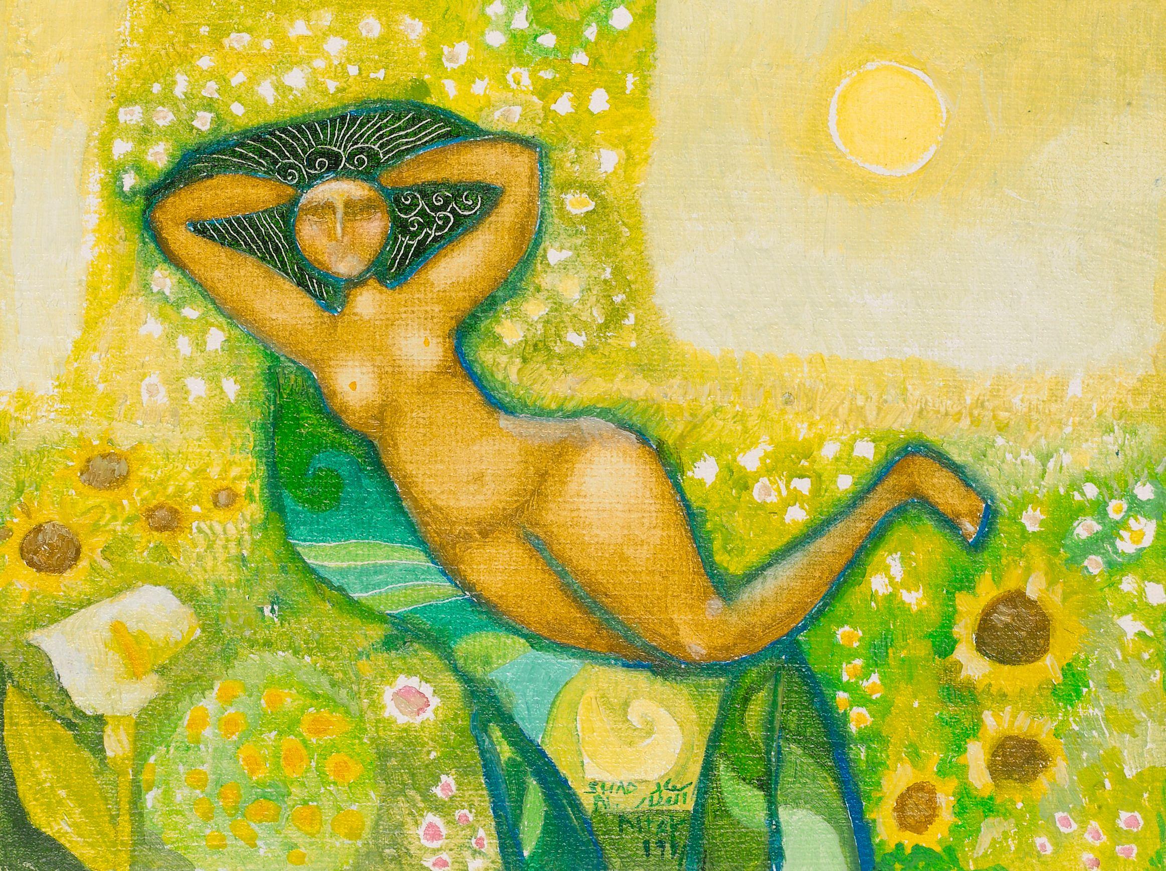 Suad Al-Attar - Untitled (Lady with Flowers)