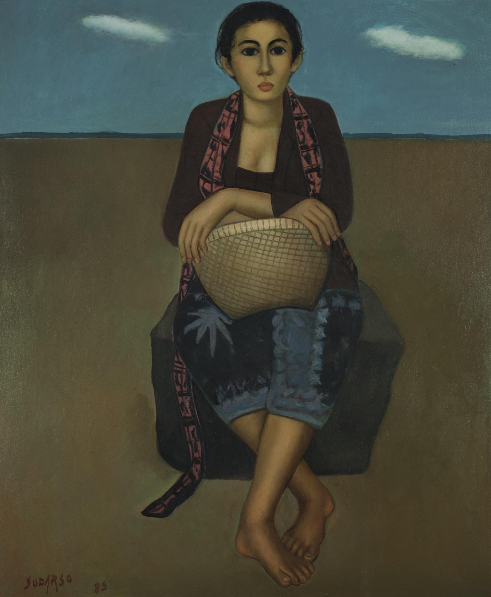 Sudarso - Seated Woman With Basket