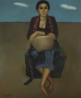 Sudarso - Seated Woman With Basket