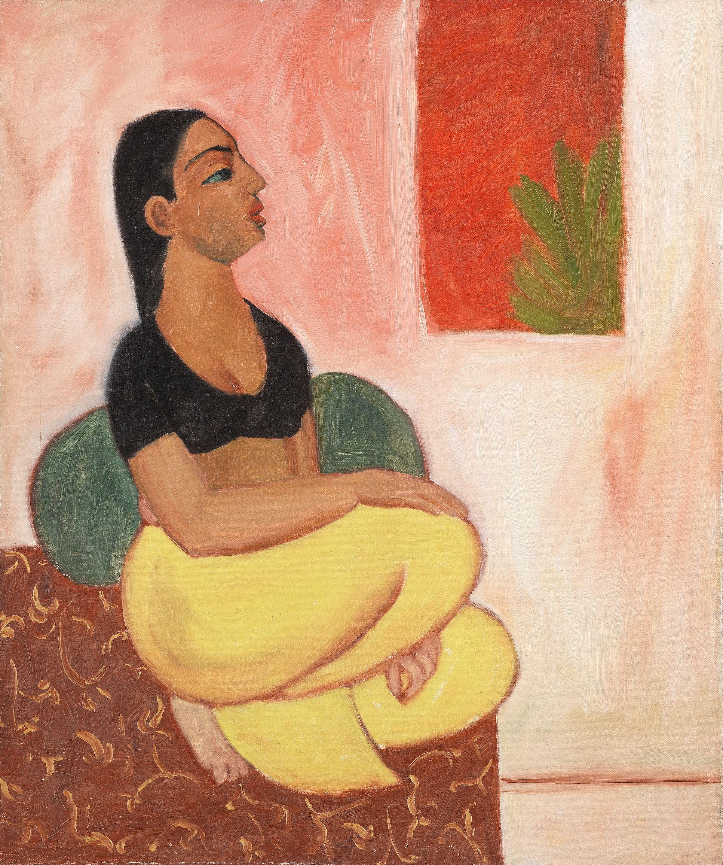 Sudhir Patwardhan - Woman in black blouse