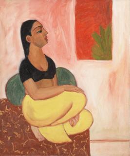 Sudhir Patwardhan - Woman in black blouse