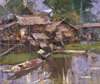 Sujarit Hirankul - Houses by the river