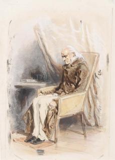 Sulpice-Guillaume-Chevalier Gavarni - Deux Illustrations Pour Le Comte de Monte Christo Par Alexandre Dumas : Coclès Debout Près de Son Bureau; Et Noirtier Assis Sur Un Fauteuil