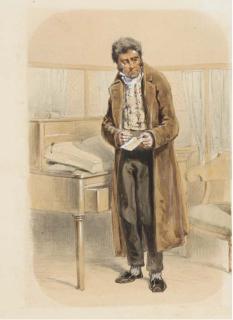 Sulpice-Guillaume-Chevalier Gavarni - Deux Illustrations Pour Le Comte de Monte Christo Par Alexandre Dumas : Morel Fils En Hussard Dans Un Paysage; Et Morel Père Debout Dans Un Paysage