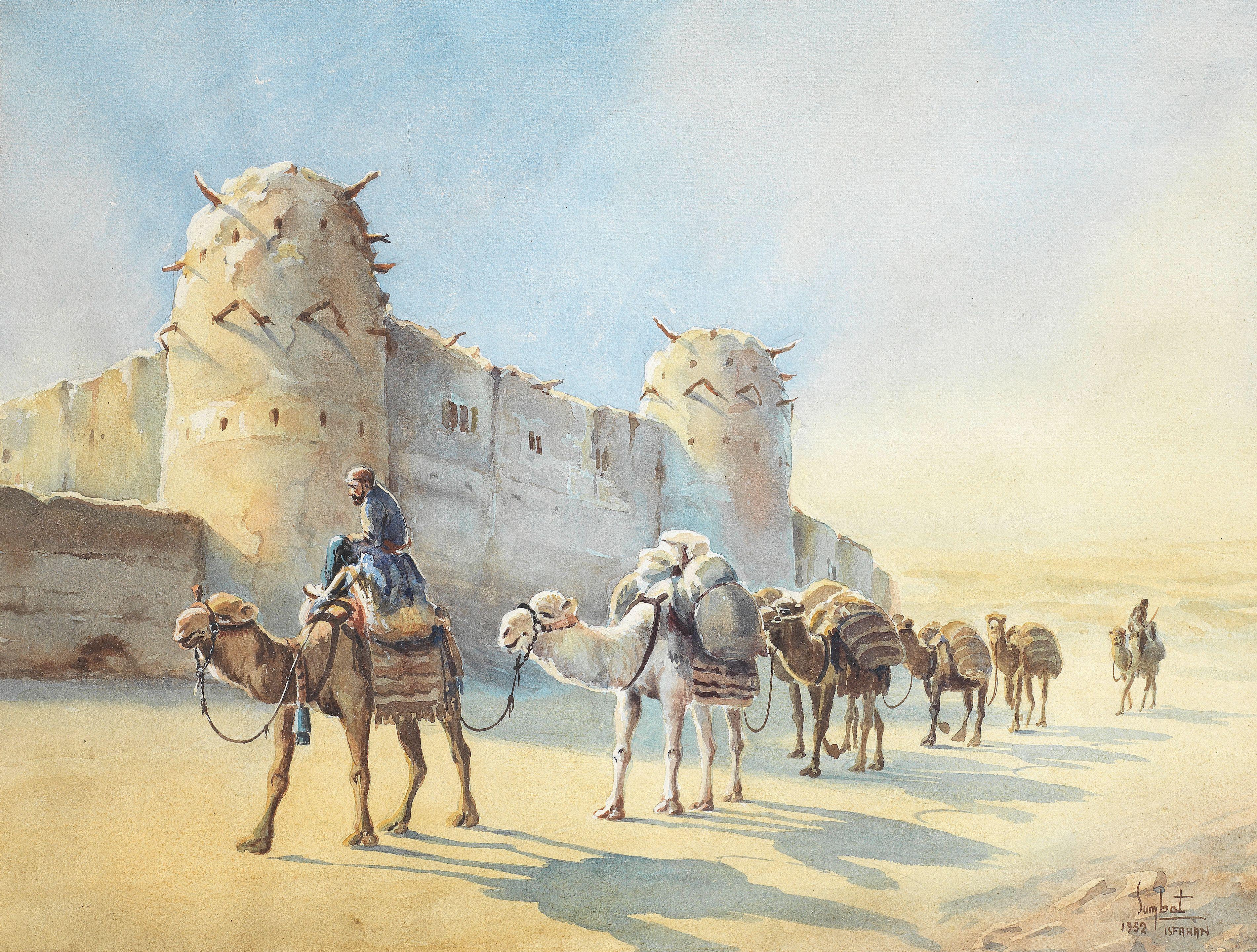 Sumbat Der Kiureghian - Camel riders by the Arg