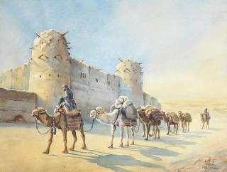 Sumbat Der Kiureghian - Camel riders by the Arg