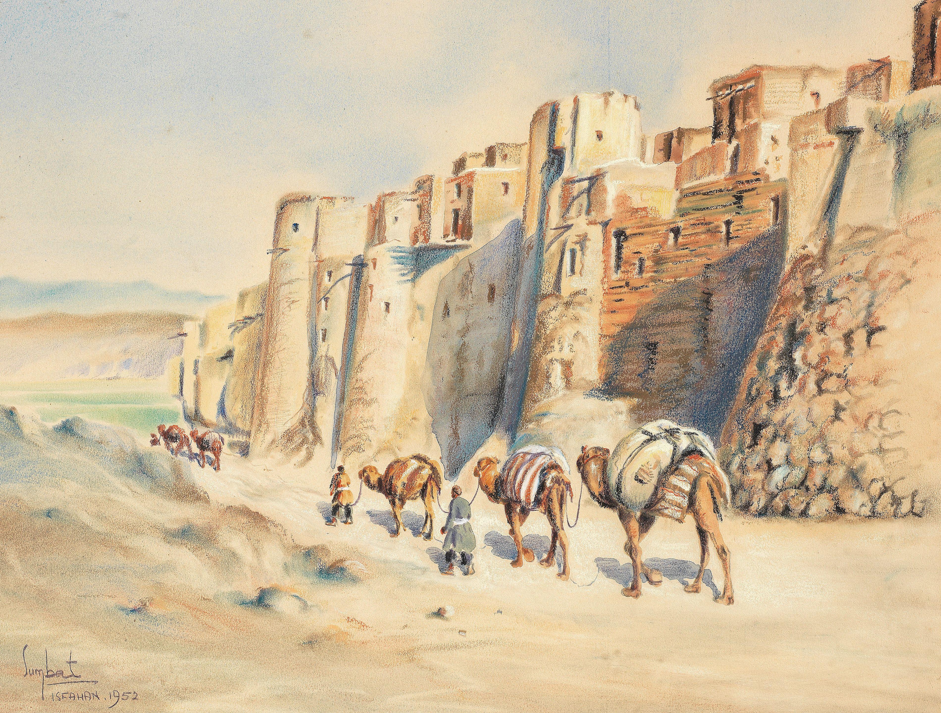Sumbat Der Kiureghian - Camels by the Hill Town