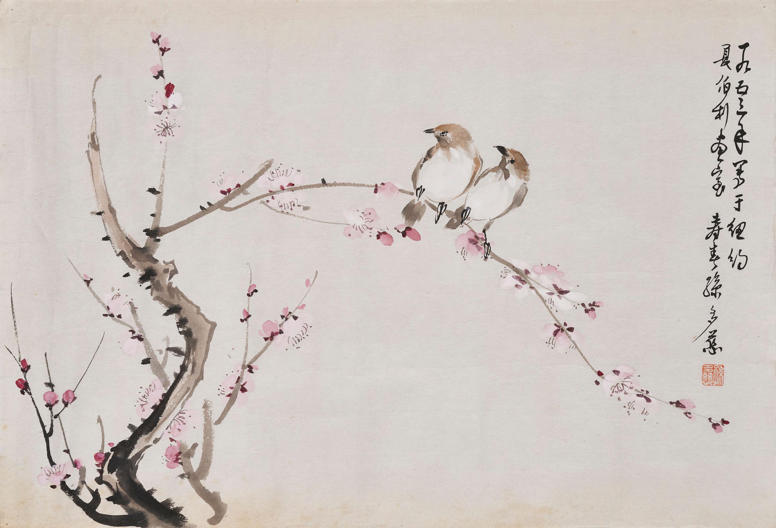 Sun Duoci - Two Sparrows On Plum Branch