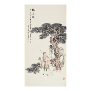 Sun Yunsheng - A Scholar Collecting Chrysanthemums, 1974