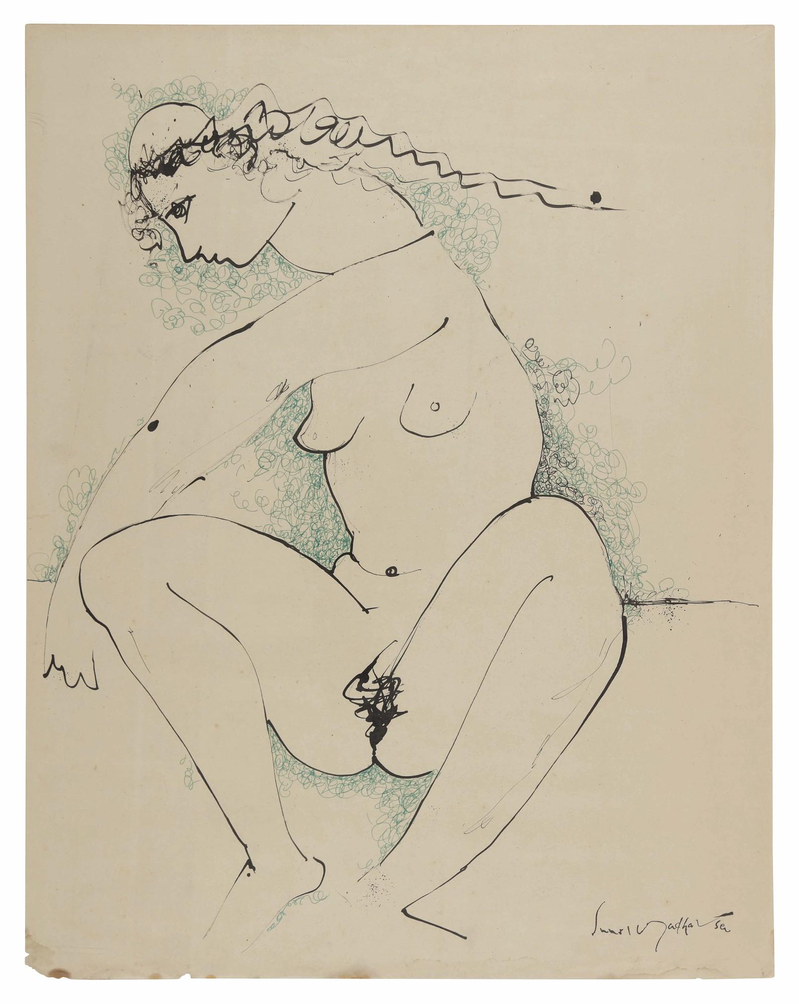 Sunil Madhav Sen - Untitled (Double-sided - Female Nude; Horse)