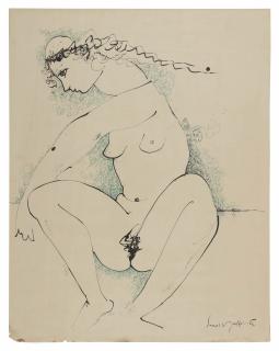 Sunil Madhav Sen - Untitled (Double-sided - Female Nude; Horse)